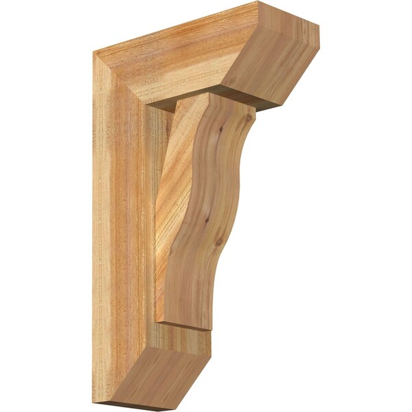 Ekena Millwork Funston Slat Rough Sawn Bracket w/ Offset Brace, Western Red Cedar, 8"W x 18"D x 30"H BKT0806X18X30FST06RWR - main